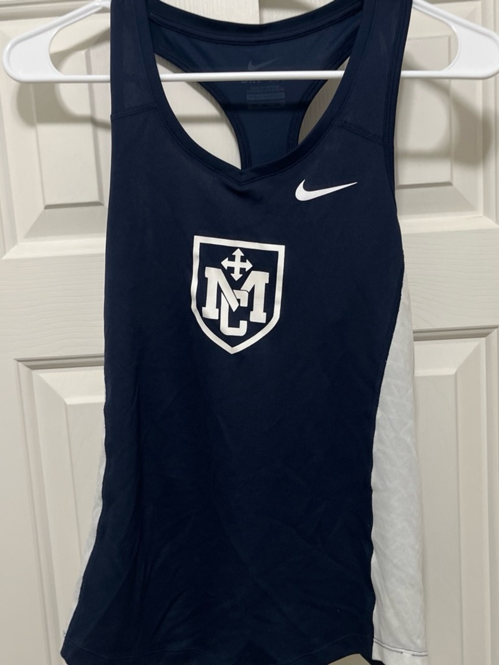 Nike Navy and White Racerback Athletic Tank Top